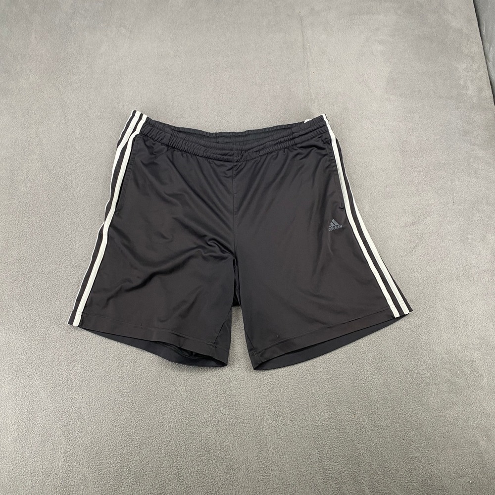 Adidas Mens Black White 3-Stripe Athletic Gym Shorts Size XL 7434